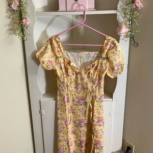 Midi floral puff sleeve dress